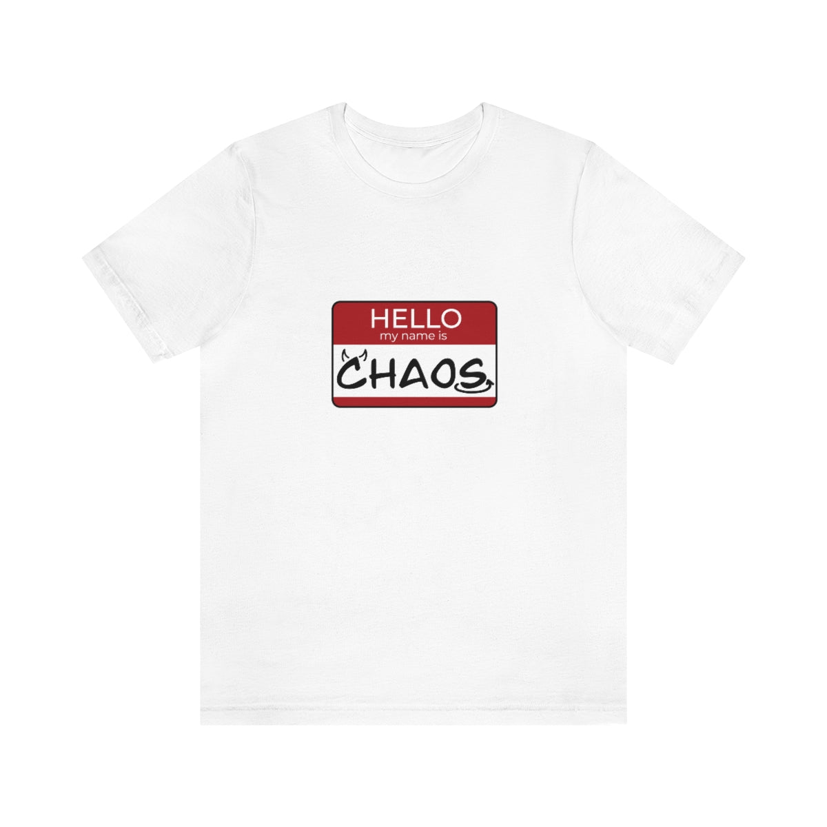 Chaos Name Tag Unisex Jersey Short Sleeve Tee – Mini Chaos