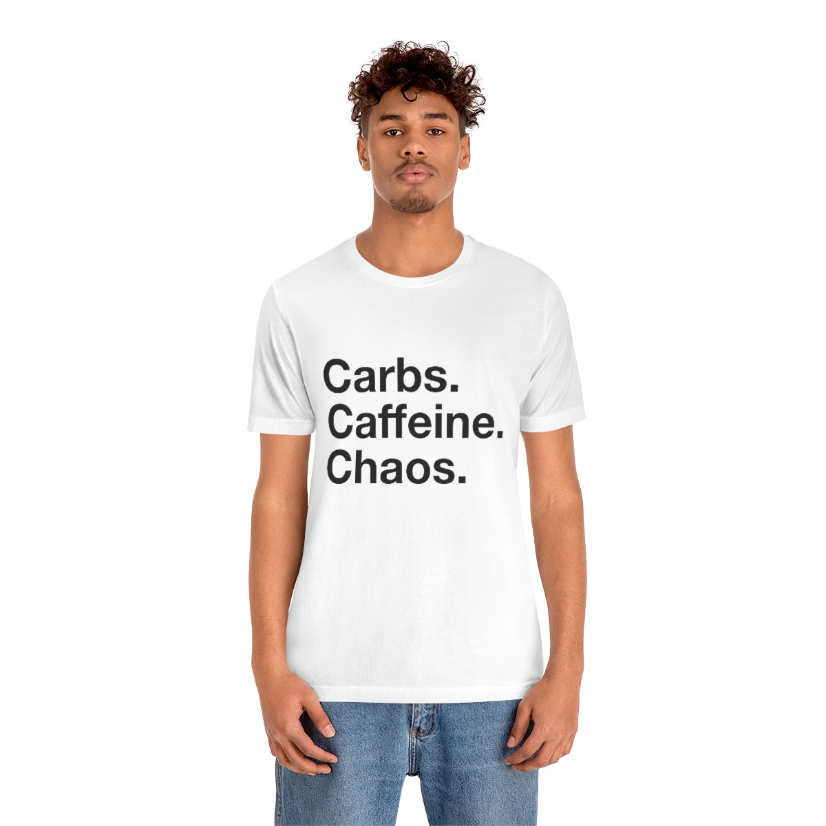 Carbs. Caffeine. Chaos. Unisex Jersey Short Sleeve Tee