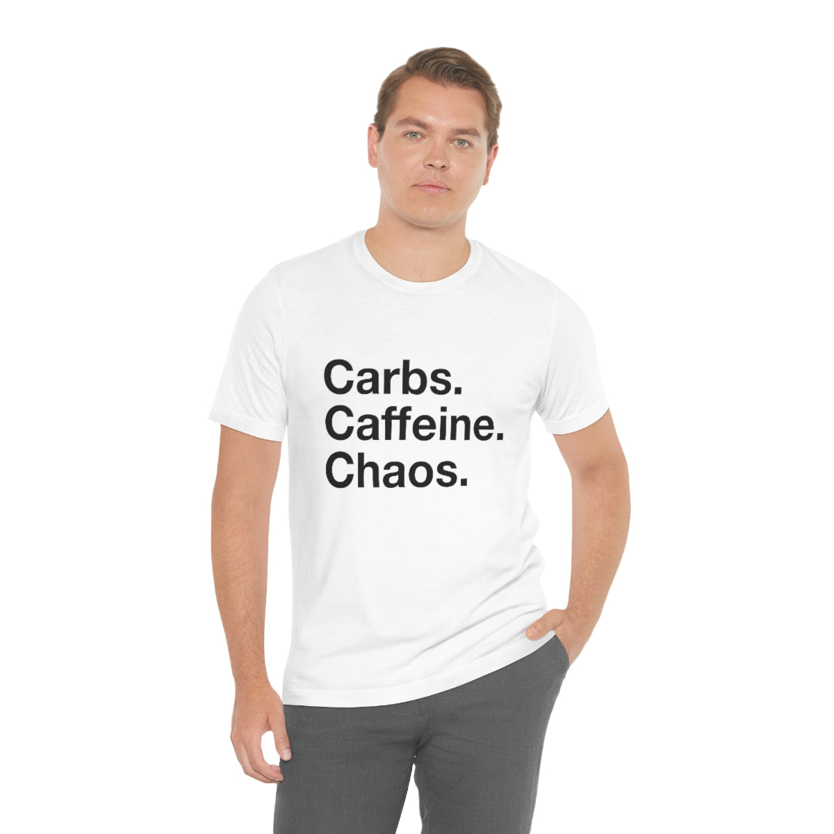 Carbs. Caffeine. Chaos. Unisex Jersey Short Sleeve Tee