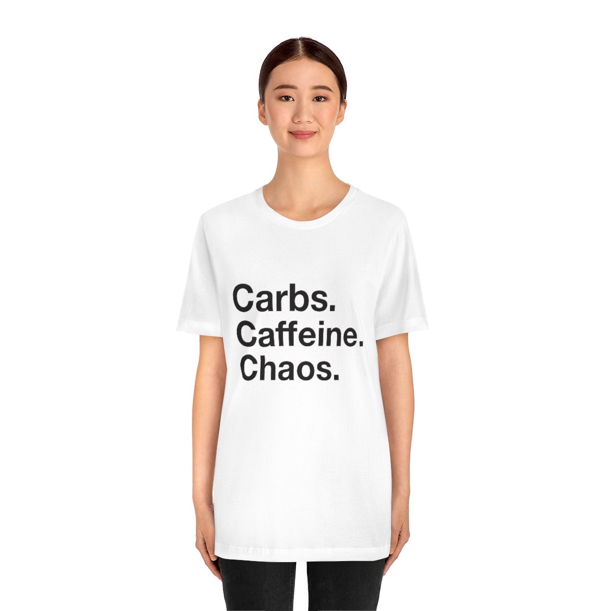 Carbs. Caffeine. Chaos. Unisex Jersey Short Sleeve Tee