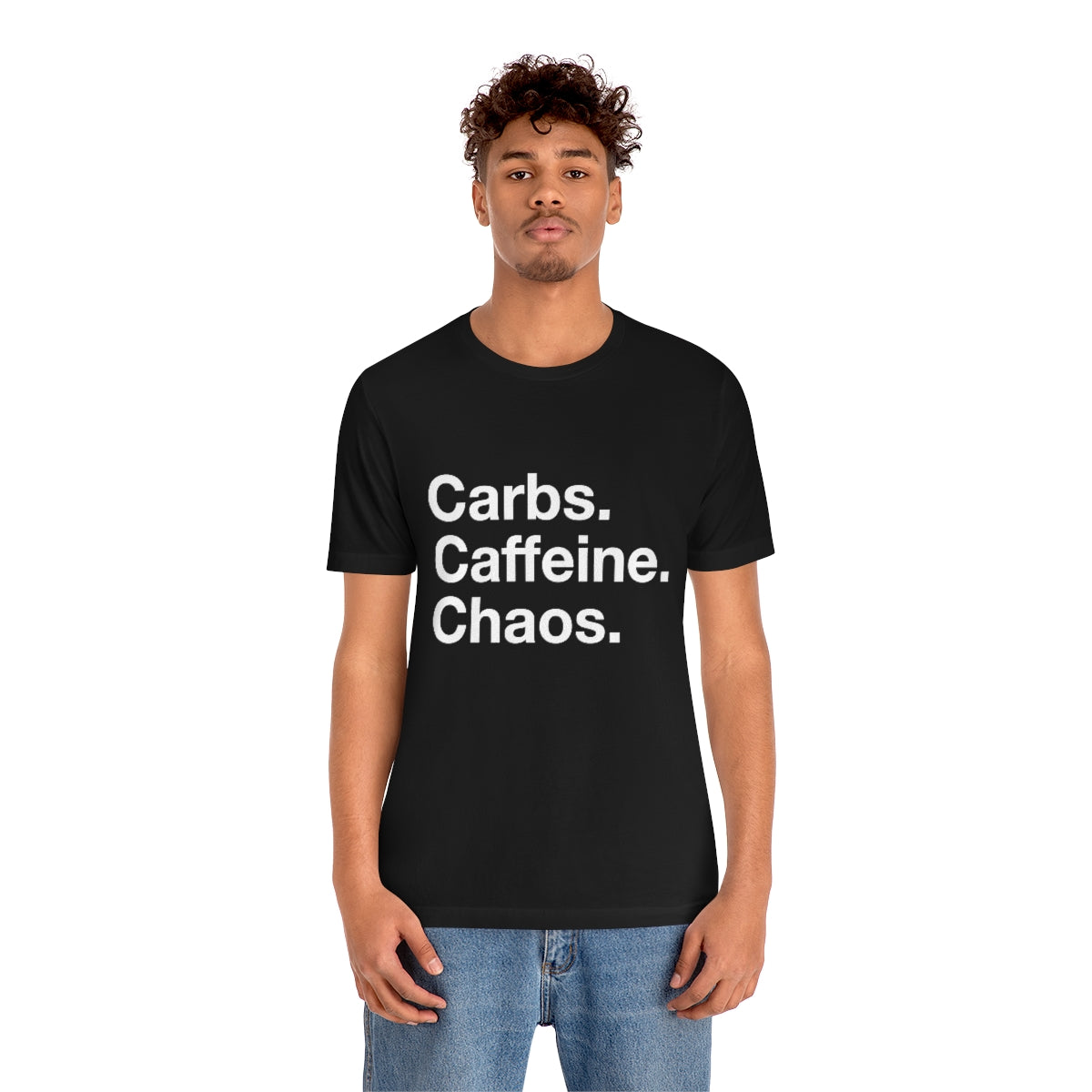 Carbs. Caffeine. Chaos. Unisex Jersey Short Sleeve Tee