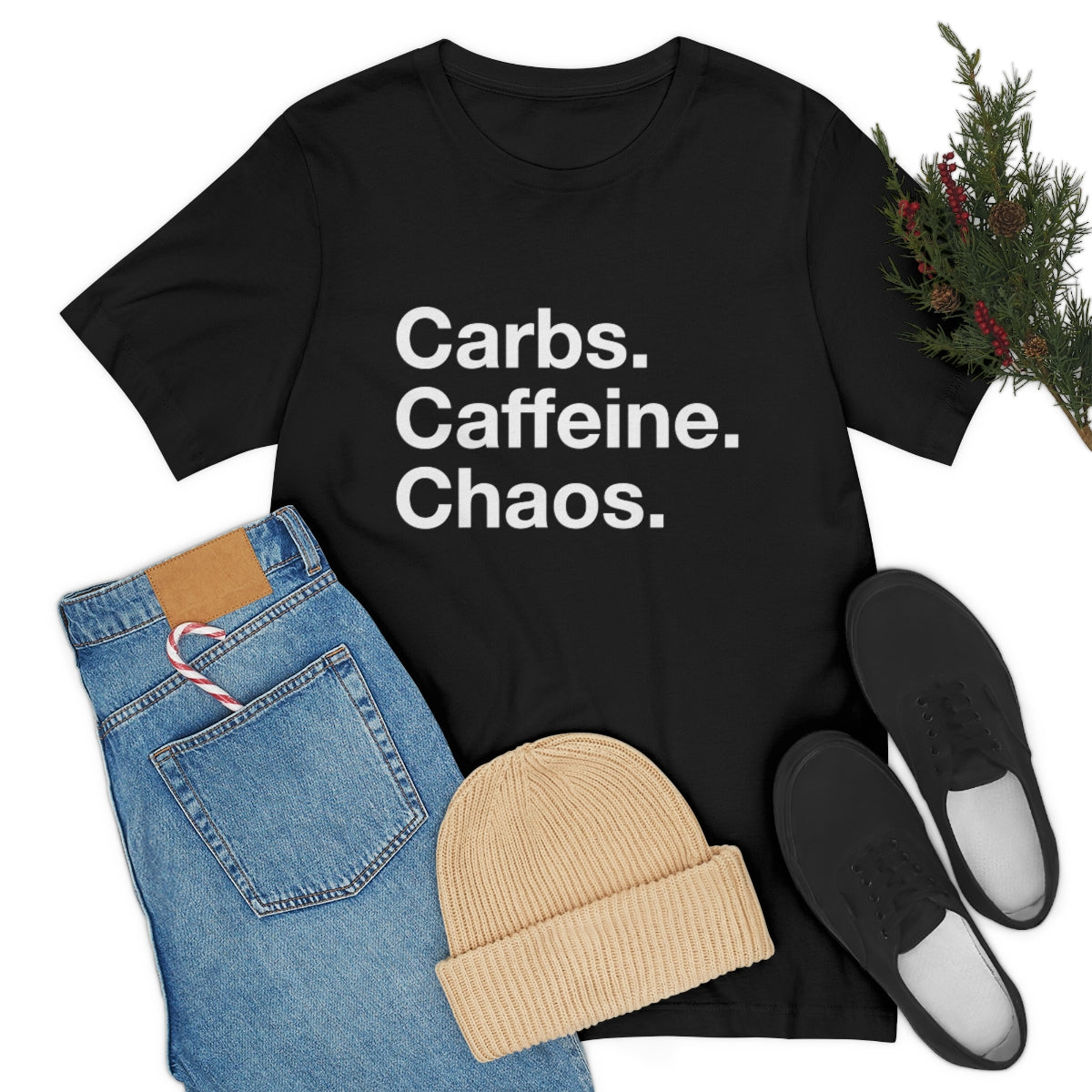 Carbs. Caffeine. Chaos. Unisex Jersey Short Sleeve Tee