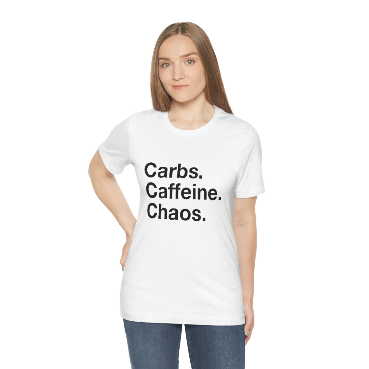 Carbs. Caffeine. Chaos. Unisex Jersey Short Sleeve Tee