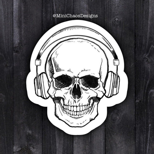 Skull with Headphones Sticker