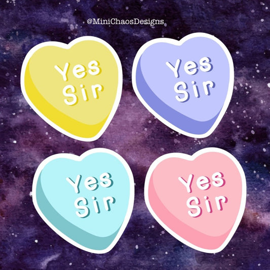 Yes Sir Candy Hearts Stickers