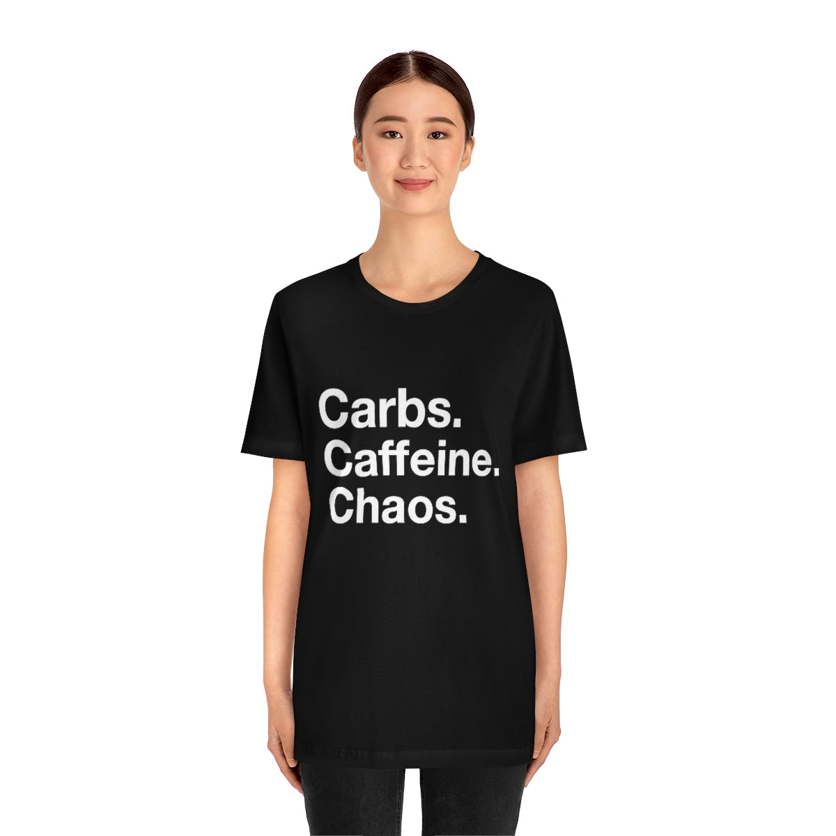 Carbs. Caffeine. Chaos. Unisex Jersey Short Sleeve Tee