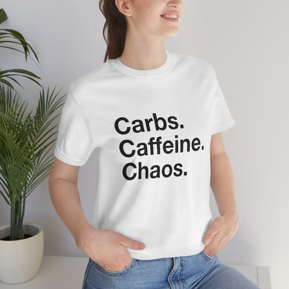 Carbs. Caffeine. Chaos. Unisex Jersey Short Sleeve Tee